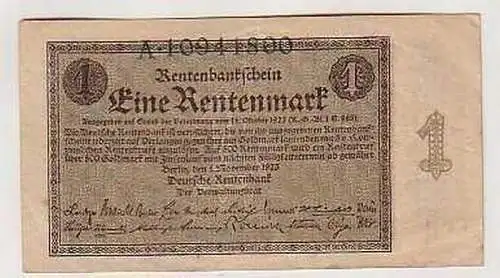 Seltene Banknote 1 Rentenmark 1.11.1923 Ro Nr. 154