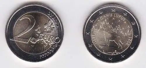 2 Euro Gedenkmünze Estland Wolf Canis Lupus 2021 Stgl. (167408)