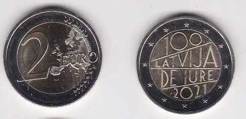 2 Euro Gedenkmünze Lettland De Iure 100 2021 Stgl. (167036)