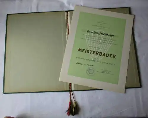 DDR Urkunde Ehrentitel Meisterbauer 1967 Leipzig KOLLEGIN Bartel 62 d (140693)