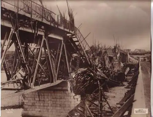 106427 großes Original Propagandafoto "Vernichtete Isonzobrücke" 1. Weltkrieg