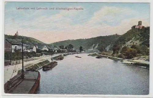 98735 Ak Lahnstein mit Lahneck und Allerheiligen Kapelle um 1906