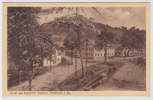 70152 Ak Gruss aus Seyfert's Gasthof in Hallbach in Sachsen 1929