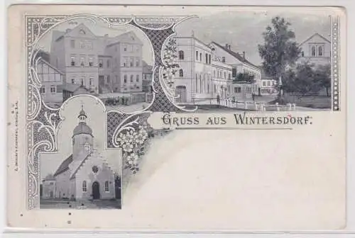 33242 Ak Gruß aus Wintersdorf Schule, Kirche usw. um 1900