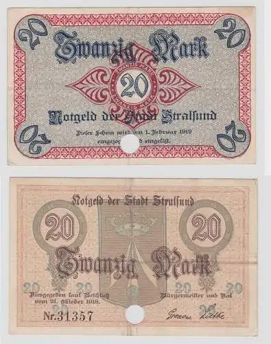 20 Mark Banknote Notgeld Stadt Stralsund 21.Oktober 1918 (121781)