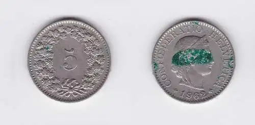 5 Rappen Kupfer Nickel Münze Schweiz 1962 B (117699)