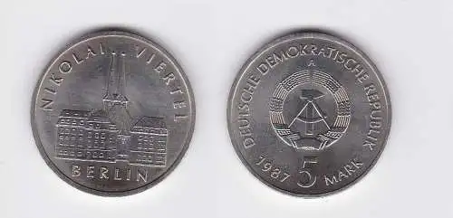 DDR Gedenk Münze 5 Mark Berlin Nikolai Viertel 1987 (119974)