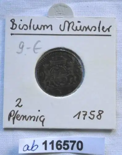 2 Pfennig Kupfer Münze Stadt Münster 1758 (116570)