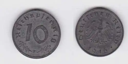 10 Reichspfennig Zink Münze 3.Reich 1946 F Jäger 373 (130129)