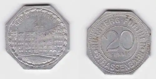 20 Pfennig Aluminium Wertmarke Nürnberg Fürther Strassenbahn  (140435)