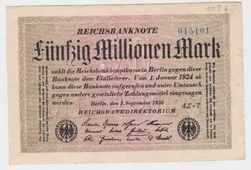 50 Millionen Mark Banknote Berlin 1.9.1923 Rosenberg 108 f (140196)