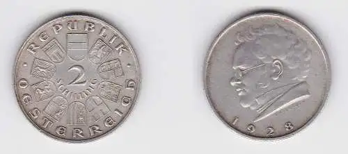 2 Schilling Silber Münze Österreich Schubert 1928 (134948)