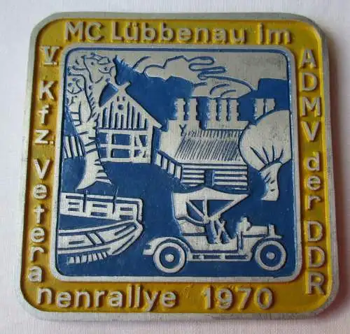 DDR Plakette MC Lübbenau im ADMV V. Kfz Veteranenrallye 1970 (157155)