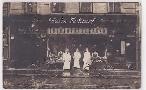 48409 Foto Ak Leipzig Felix Schaaf Fleischerei & Wurstwarenfabrik um 1920