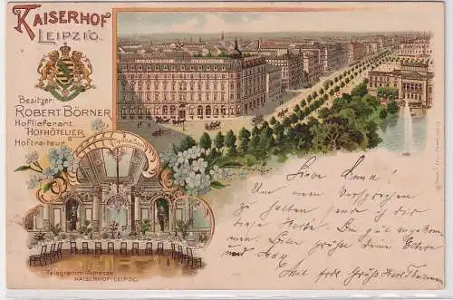 45068 Lithographie Ak Leipzig Hotel Kaiserhof 1904