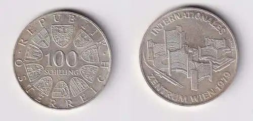 100 Schilling Silber Münze Österreich 1979 Internationales Zentrum Wien (102763)