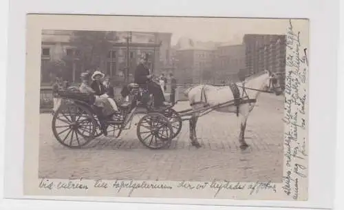 906148 Foto Ak Dresden ? Pferdekutsche Fiaker 1921