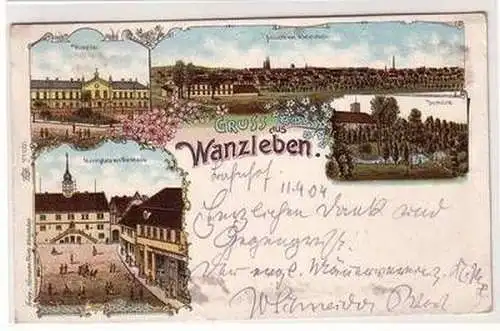 54164 Ak Lithographie Gruss aus Wanzleben Hospital usw. 1904