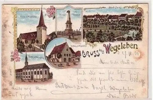 59450 Ak Lithographie Gruß aus Wegeleben 1901