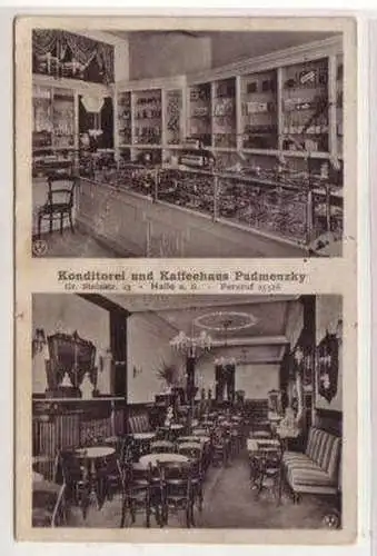 47465 Ak Halle Konditorei und Kaffeehaus Pudmenzky 1929