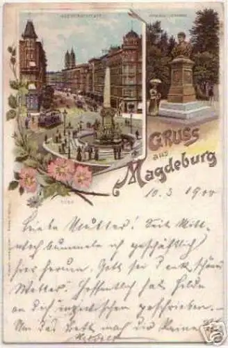 11593 Ak Lithografie Gruss aus Magdeburg 1900