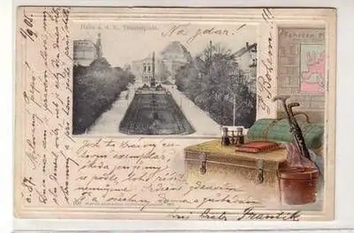 47721 Passe Partout Präge Ak Halle a.S. Theaterplatz 1905