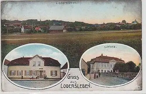 62004 Mehrbild Ak Gruß aus Lodersleben Gasthof und Schloß 1913