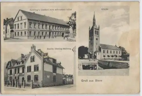 92494 Mehrbild Ak Gruß aus Biere Sperlings Gasthof zum schwarzen Adler um 1910