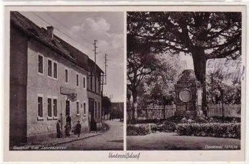 49272 Mehrbild-Ak Unterrißdorf Gasthof Denkmal um 1930