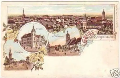 28456 Ak Lithographie Gruss aus Sangerhausen um 1900