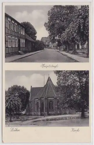 96721 Mehrbild Ak Dähre Hauptstrasse und Kirche 1939