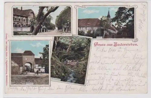 94725 Lithografie AK Gruss aus Badersleben - Sudentor, Kloster, Mariaspring 1907