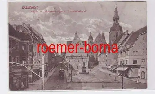 68335 Ak Eisleben Markt mit Andreaskirche u. Lutherdenkmal um 1920