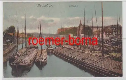 79322 Ak Magdeburg Zollelbe mit Booten 1907