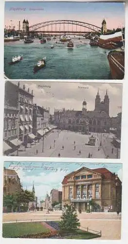 61493/3 Feldpost Ak Magdeburg Königsbrücke, Altemarkt, Theater 1915-1918