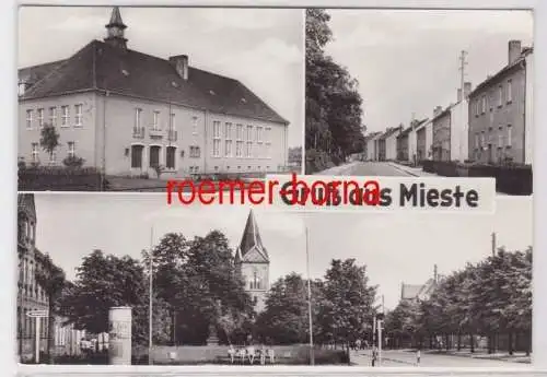 84863 Foto Ak Mieste POS Schule, Schillerstraße, Blick zur Kirche 1979