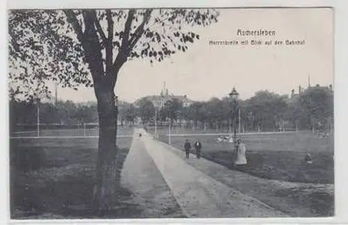 48473 Ak Aschersleben Herrenbreite mit Blick auf den Bahnhof um 1910