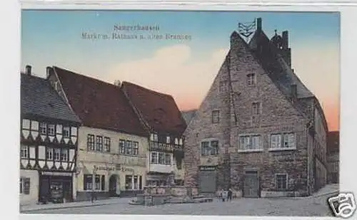 35601 Ak Sangerhausen Markt mit Restaurant um 1920