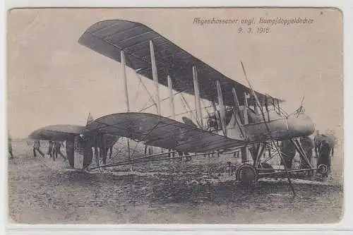 69243 Feldpost Ak abgeschossener englischer Kampfdoppeldecker 9.3.1916