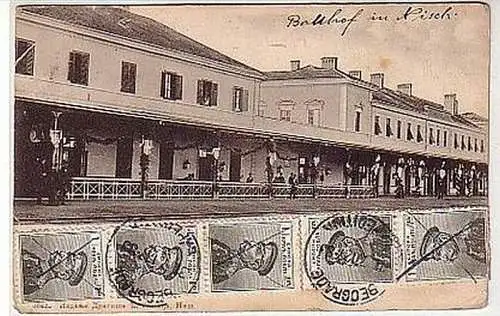 04437 Ak Bahnhof Nisch in Serbien 1912