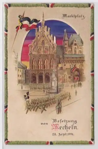 09869 Halt gegen das Licht Ak Besetzung von von Mecheln 28. Sept.1914 Marktplatz