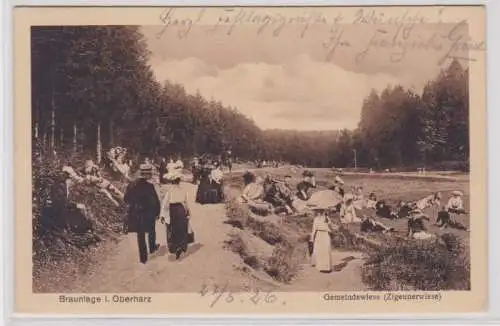 95422 Ak Braunlage im Oberharz - Gemeindewiese (Zigeunerwiese)1926