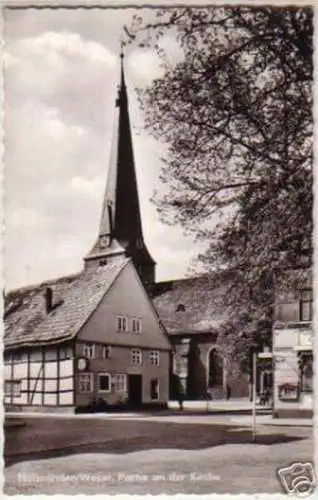 06040 Ak Holzminden Weser Partie an der Kirche 1962