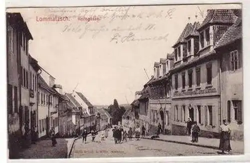 18848 Ak Lommatzsch Korngasse mit Geschäften 1912