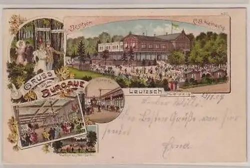 30/1 Ak Litho Gruss a.d. Burgaue Leutzsch Leipzig 1907