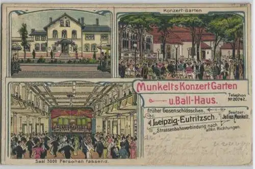 92362 Ak Lithographie Leipzig Eutritzsch Munkelts Konzert Garten 1918