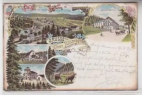 64419 Ak Lithographie Grüße aus Ober Rittersgrün im Erzgebirge 1904