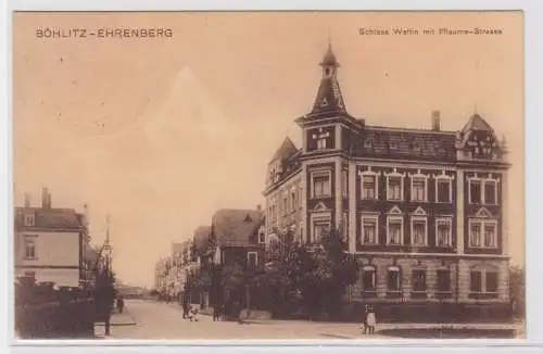 85499 Ak Böhlitz Ehrenberg Schloss Wettin mit Pflaume Strasse 1907