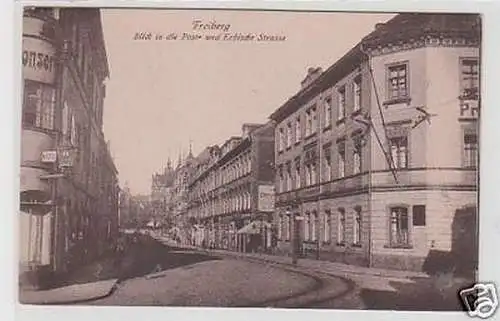 33849 Ak Freiberg Post- Ecke Erbische Straße um 1920