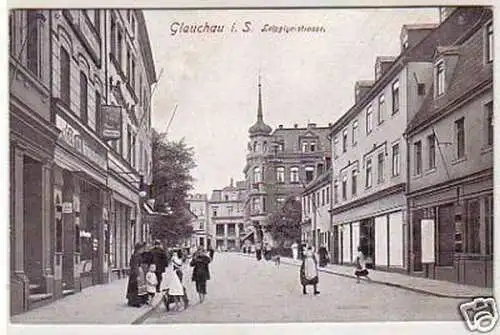 32725 Ak Glauchau in Sachsen Leipziger Straße um 1915